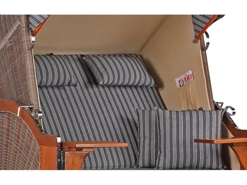 GarWoh Strandkörbe|Strandkorb Nordstrand Mahagoni PE Grey Dessin 500