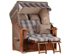 Strandkorb Nordstrand Mahagoni PE Grey Dessin 522*GarWoh Outlet