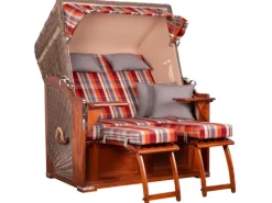 GarWoh Strandkörbe|Strandkorb Nordstrand Mahagoni PE Grey Dessin 584