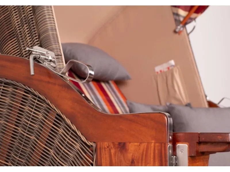 GarWoh Strandkörbe|Strandkorb Nordstrand Mahagoni PE Grey Dessin 584