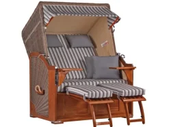 GarWoh Strandkörbe|Strandkorb Nordstrand Mahagoni PE Grey Dessin 545