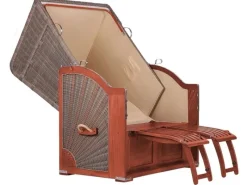 GarWoh Strandkörbe|Strandkorb Nordstrand Mahagoni PE Grey Dessin 545