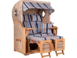 GarWoh Strandkörbe|Strandkorb Rantum Teak PE Shell Dessin 580