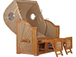 GarWoh Strandkörbe|Strandkorb Rantum Teak PE Shell Dessin 580