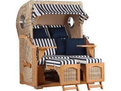 GarWoh Strandkörbe|Strandkorb Rantum Teak PE Shell Dessin 518