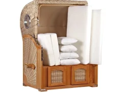 GarWoh Strandkörbe|Strandkorb Rantum Teak PE Shell Dessin 545