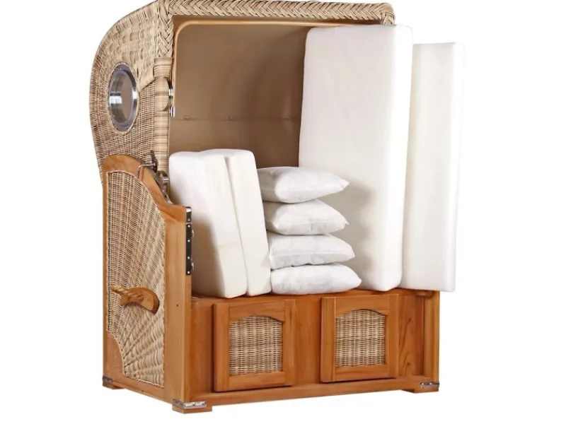 GarWoh Strandkörbe|Strandkorb Rantum Teak PE Shell Dessin 545