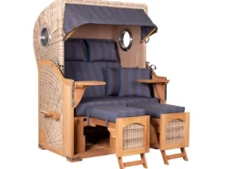 GarWoh Strandkörbe|Strandkorb Rantum Teak PE Shell Dessin 582