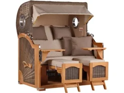 GarWoh Strandkörbe|Strandkorb Rantum Grande Teak PE Grey Dessin 510