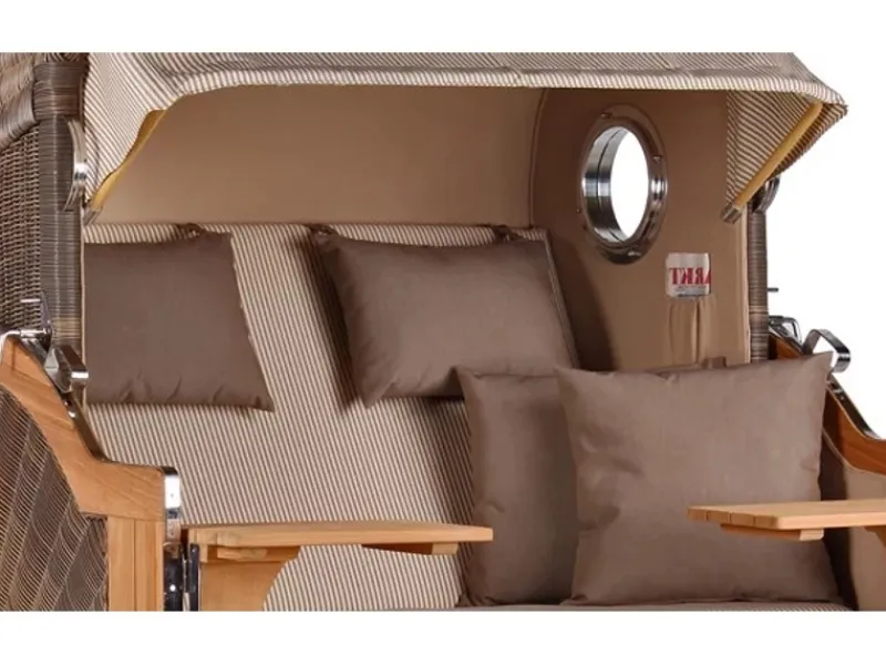 GarWoh Strandkörbe|Strandkorb Rantum Grande Teak PE Grey Dessin 510