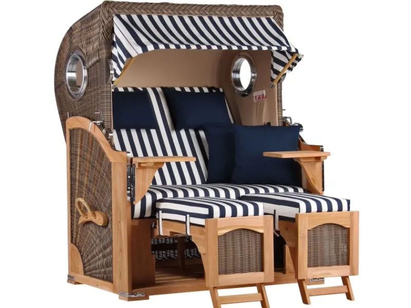 GarWoh Strandkörbe|Strandkorb Rantum Teak PE Grey Dessin 518