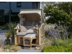 GarWoh Strandkörbe|Strandkorb Rantum Teak PE Grey Dessin 518