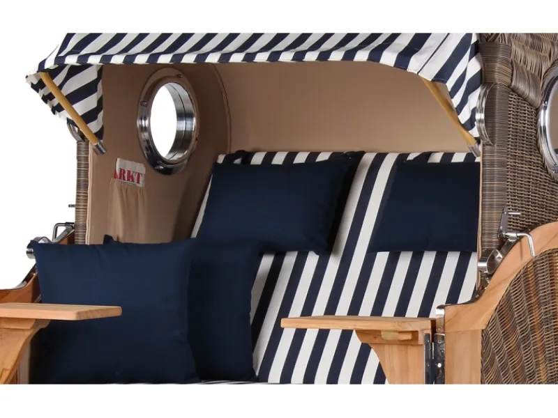 GarWoh Strandkörbe|Strandkorb Rantum Teak PE Grey Dessin 518