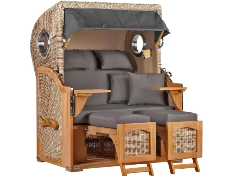 Strandkorb Rantum Teak PE Shell Dessin 551*GarWoh Best