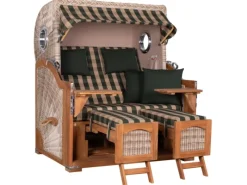 Strandkorb Rantum Grande Teak PE Shell Dessin 506*GarWoh Hot