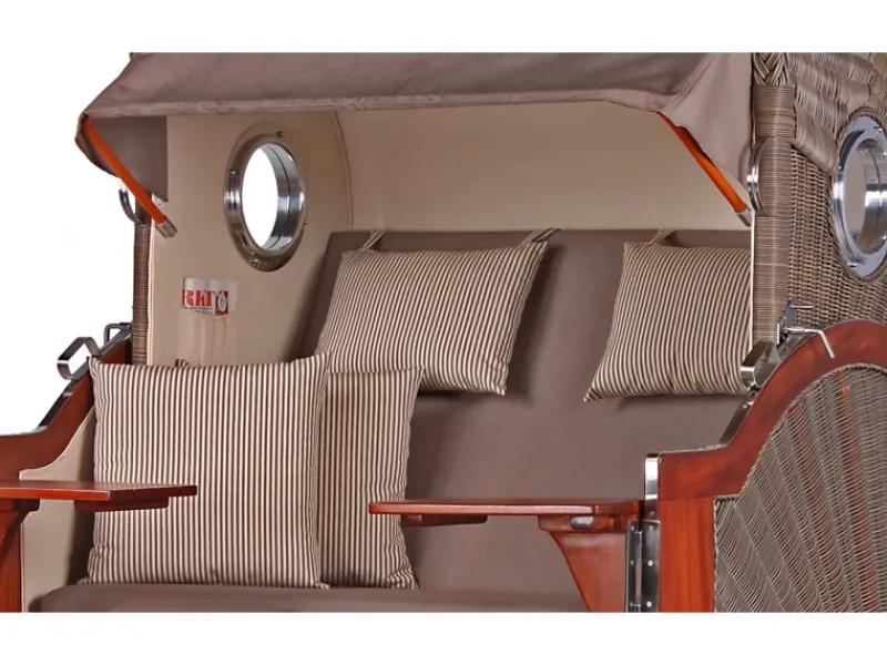 Strandkorb Westerland Mahagoni Bullauge PE Grey Dessin 534*GarWoh Outlet