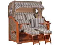 Strandkorb Westerland Mahagoni Bullauge PE Grey Dessin 537*GarWoh Discount