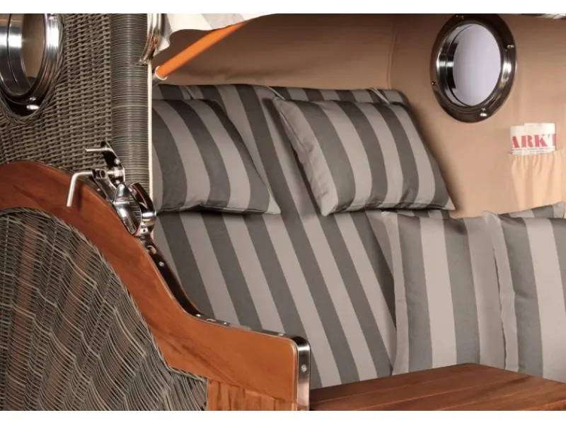 Strandkorb Westerland Mahagoni Bullauge PE Grey Dessin 537*GarWoh Discount