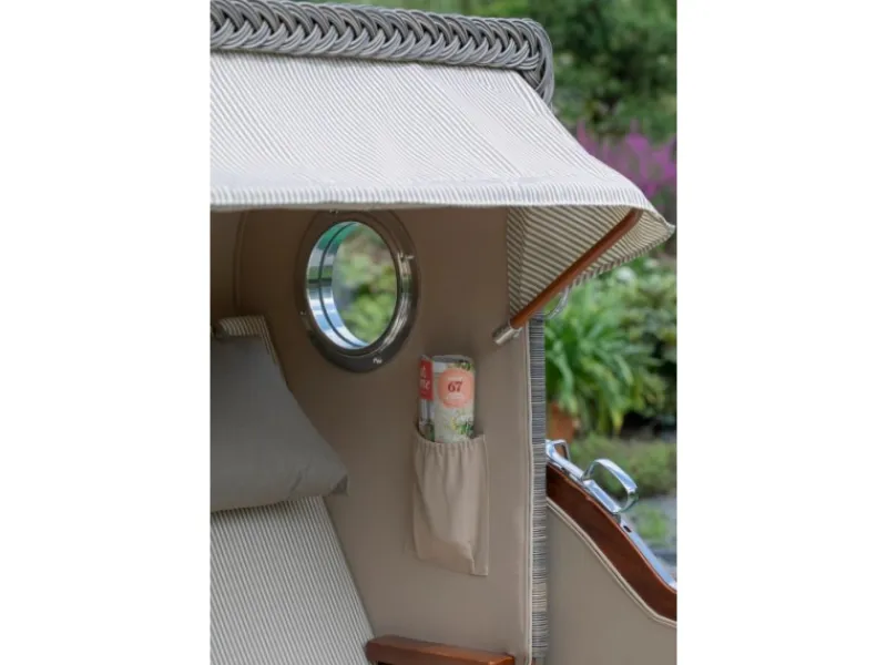 Strandkorb Westerland Mahagoni Bullauge PE Grey Dessin 537*GarWoh Discount