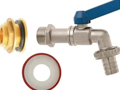 Geka Regenwasser-Nutzung|Regentonnen-Anschluss Set 1/2" Silber-Messingfarben