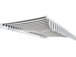 Markisen|Gelenkarmmarkise Aventura Solar-LED 3x2m Grau-Weiß