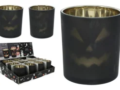 Weitere Anlässe|Glas-Teelichthalter D 55 mm x H 65 mm schwarz 2 Designs