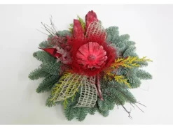 Grabgestecke|Grabbouquet auf Holzscheibe ca. 30 cm Rot