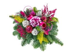 Weitere Anlässe|Grabgestecke|Grabbouquet mit Seidenblume in Erika Länge 50 cm