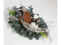 Grabgestecke|Grabgesteck mit Metallherz ca. 40 cm Natur