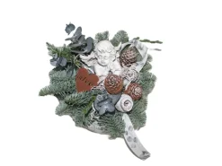 Grabgesteck Zementherz mit Engel und Metallherz Länge 19 cm Natur* Best