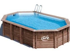 Echtholzpool Macadamia Oval 632 x 335 x 130 cm*Gre Outlet