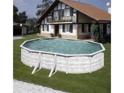 Pool Finlandia Oval mit Nordicoptik 610 cm x 375 cm x 120 cm NordicWeiß*Gre