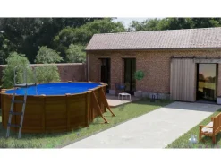 Pool Sicilia Oval mit Holzoptik 500 cm x 300 cm x 120 cm Holzfarben*Gre Hot