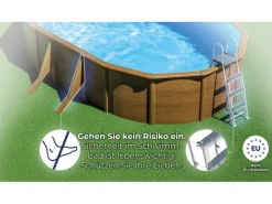 Pool Sicilia Oval mit Holzoptik 500 cm x 300 cm x 120 cm Holzfarben*Gre Hot