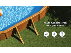 Pool Sicilia Oval mit Holzoptik 500 cm x 300 cm x 120 cm Holzfarben*Gre Hot