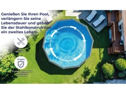 Pool Sicilia Oval mit Holzoptik 500 cm x 300 cm x 120 cm Holzfarben*Gre Hot