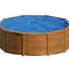 Gre Aufstellpools|Pool Sicilia Rund mit Holzoptik Ø 460 cm x 120 cm Holzfarben