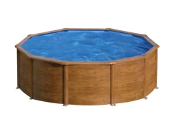 Gre Aufstellpools|Pool Sicilia Rund mit Holzoptik Ø 460 cm x 120 cm Holzfarben