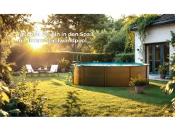 Gre Aufstellpools|Pool Sicilia Rund mit Holzoptik Ø 460 cm x 120 cm Holzfarben