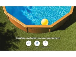 Gre Aufstellpools|Pool Sicilia Rund mit Holzoptik Ø 460 cm x 120 cm Holzfarben