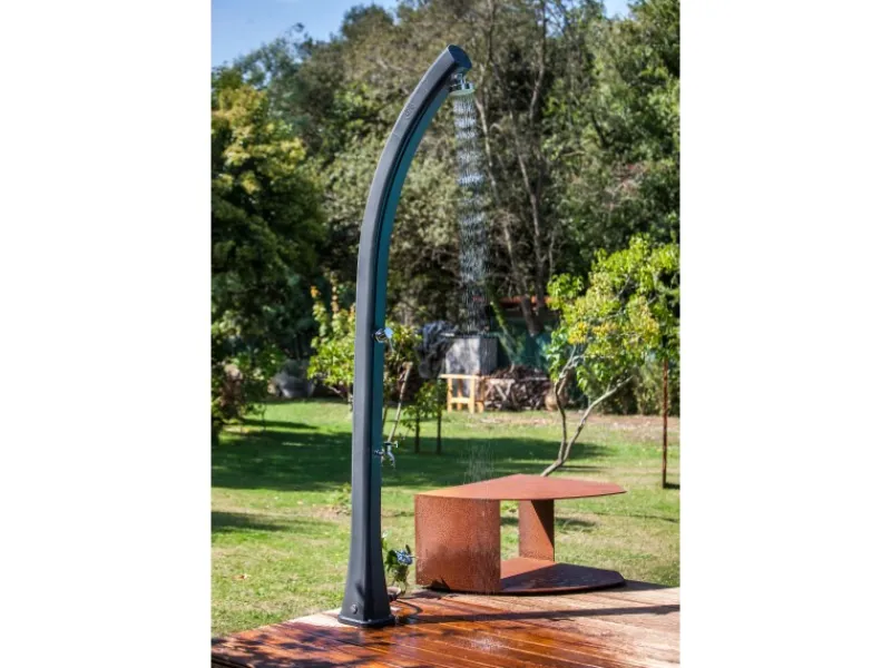 Solardusche aus Harz mit Fußwaschhahn 25 l Grau*Gre Discount