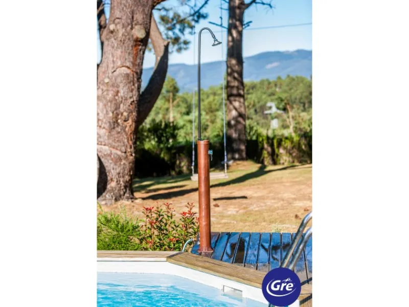 Gre Outdoor Duschen|Solardusche Holzoptik aus PVC 9 l Holzfarben