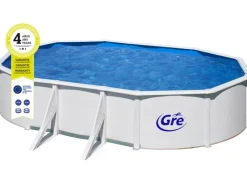 Gre Wassersport|Stahlwand-Pool Fidji 610 cm x 375 cm x 120 cm Oval Weiß