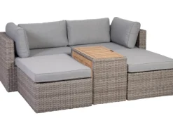 Greemotion Lounge-Gartenmöbel|Gartenmöbel-Sets|Lounge-Set Olea Wood Stahl Grau 5-tlg.