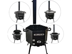 Grillpeter Feuerkörbe|Utschak Dauren mit Abzugsrohr Multifunktionaler Feuerofen für Kazan Schaschlik Grillgemüse Hexagon Uchag 45D