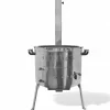 Grillpeter Campingzubehör|Utschak Timur Edelstahl 2 mm mit Abzugsrohr Feuerofen D 40cm für Kazan 10-16 Liter