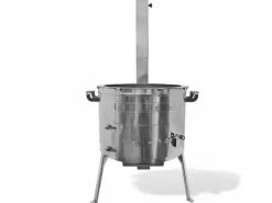 Grillpeter Campingzubehör|Utschak Timur Edelstahl 2 mm mit Abzugsrohr Feuerofen D 40cm für Kazan 10-16 Liter