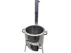 Grillpeter Campingzubehör|Utschak Timur Edelstahl 2 mm mit Abzugsrohr Feuerofen D 40cm für Kazan 10-16 Liter