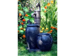 Dobar Brunnenpumpe|Gartenbrunnen|Großer Design-Gartenbrunnen mit Handpumpe 47,5 cm x 38,5 cm x 84 cm