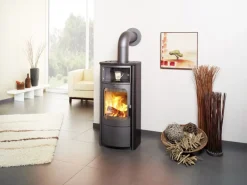 Hark Rechen|Dauerbrand-Kaminofen Opera-B Meteorschwarz 7 kW mit Automatik EEK: A+